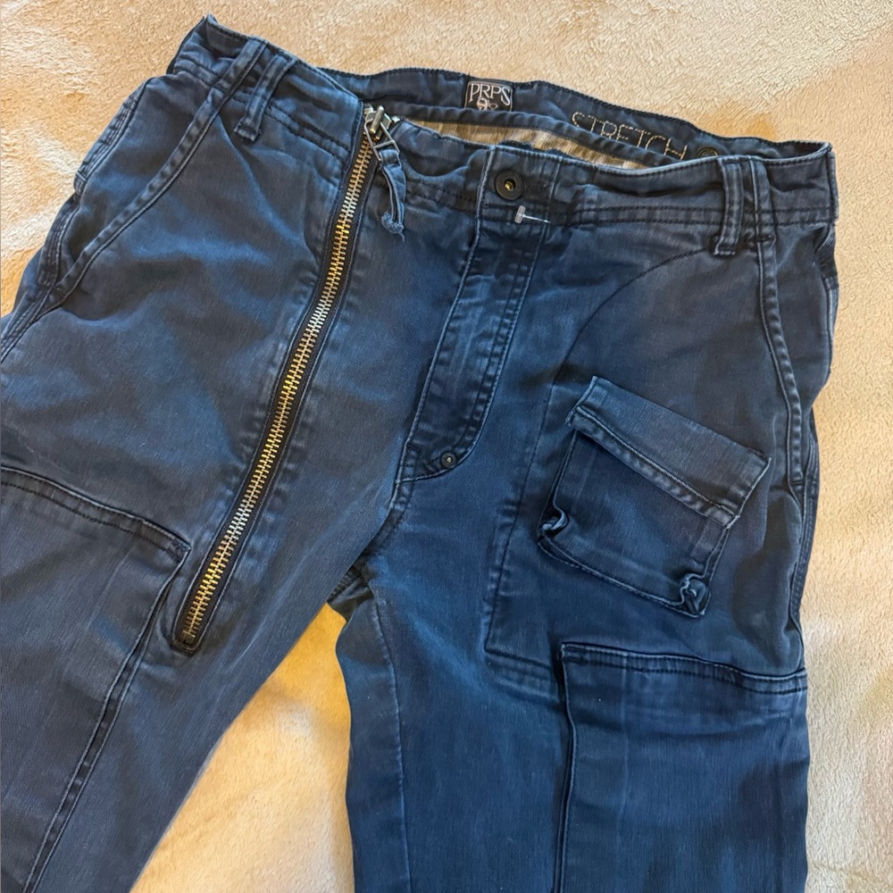 PRPS JEANS Men's 33 Blue Denim Skinny Fit Low Front Rise Long Zipper Rave